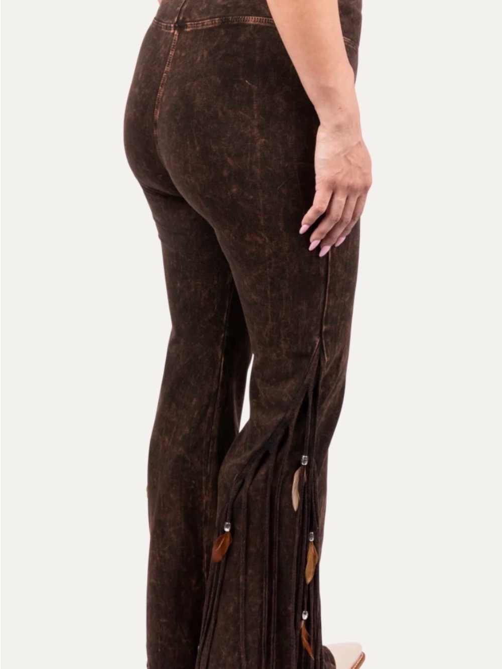 Dan dahnke brown distressed fringe pants